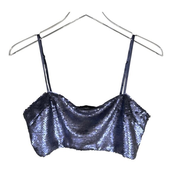 Meek Sequined Crop Top Navy Blue Size M - Picture 1 of 8